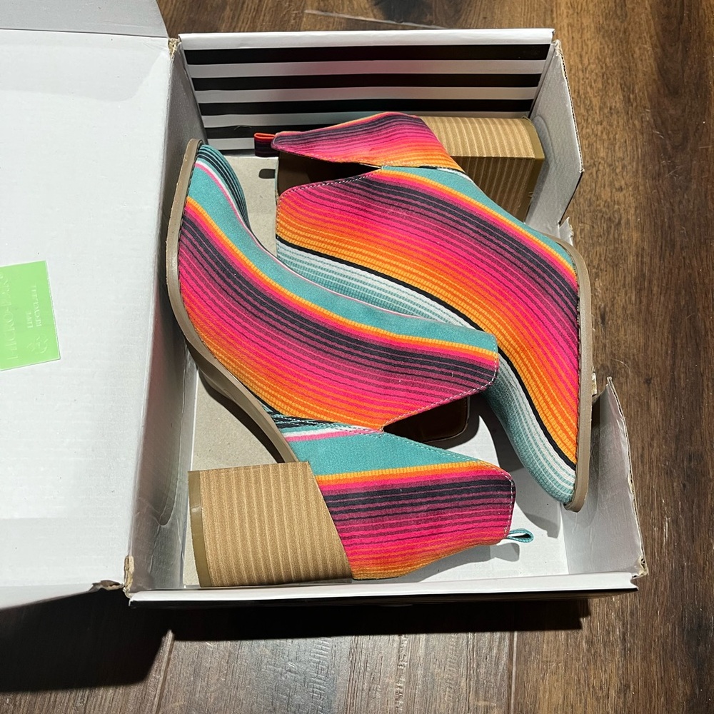 Crazy Train Colorful Striped Ankle Boots